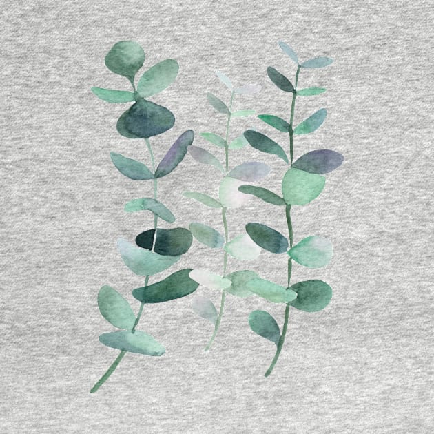 Watercolor, eucalyptus, leaves, botanical, painting, green by SouthPrints